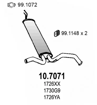 Hinterer Schalldämpfer Citroën C1 · Peugeot 107 · Toyota AYGO