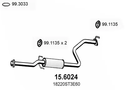 Zentrum Schalldämpfer Honda CIVIC VI Fastback · Honda CIVIC VI Hatchback · Honda CIVIC VI Aerodeck
