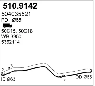 Auspuffrohr Iveco DAILY III Van · Iveco DAILY III Plattform/Kassis · Iveco DAILY IV Van