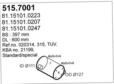 Zentral- und Oberschalldämpfer ASSO 515.7001