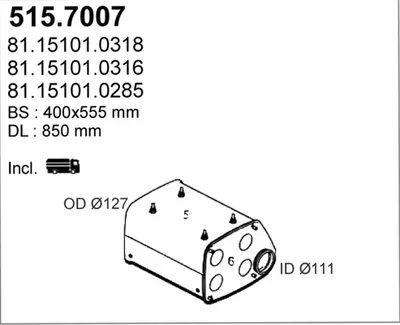 Zentral-/Außenschalldämpfer ASSO 515.7007