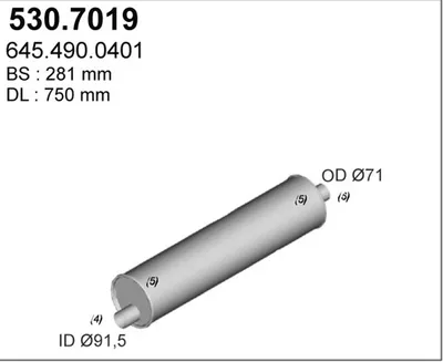 Zentral-/Außenschalldämpfer ASSO 530.7019