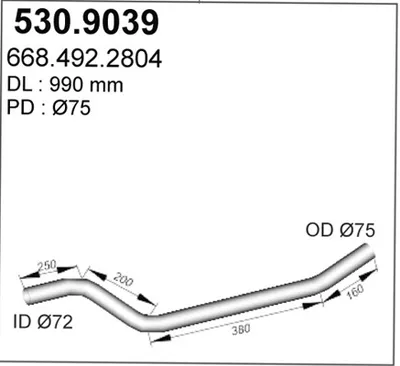 Auspuffrohr Mercedes-Benz T2/LN1 Van · Mercedes-Benz T2/LN1 Plattform/Chassis · Mercedes-Benz VARIO Bus