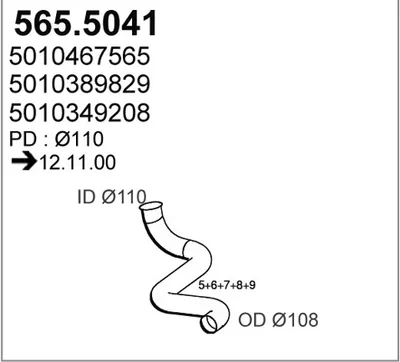 Auspuffrohr ASSO 565.5041