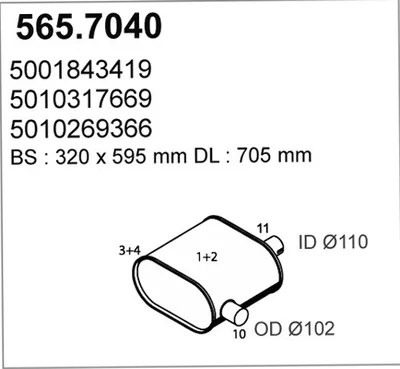 Zentral-/Außenschalldämpfer ASSO 565.7040