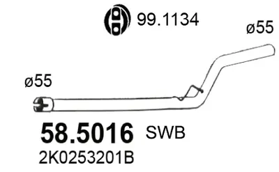 Auspuffrohr Vw CADDY III Gehäusekörper/MPV · Vw CADDY III MPV · Vw CADDY IV MPV