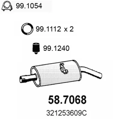 Hintere Schalldämpfer Vw SANTANA · Vw PASSAT B2 · Vw PASSAT B2 Variante