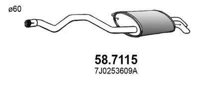 Hintere Schalldämpfer Vw TRANSPORTER T5 Plattform/Chassis (7JD, 7JE, 7JL, 7JY, 7JZ, 7F · Vw TRANSPORTER T6 Plattform/Chassis (SFD, SFE, SFL, SFZ, SJD, SJ)