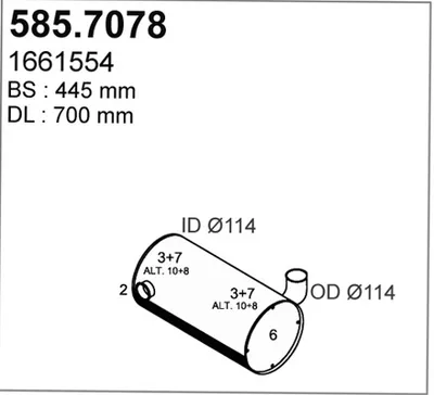 Zentral-/Außenschalldämpfer ASSO 585.7078