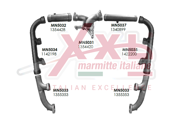 Abgassammler, Abgasanlage XXLMARMITTEITEITALIANE MN5036