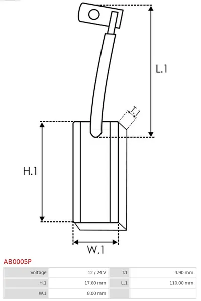 Kohlenstoffbürste, Lichtmaschine AS-PL AB0005P