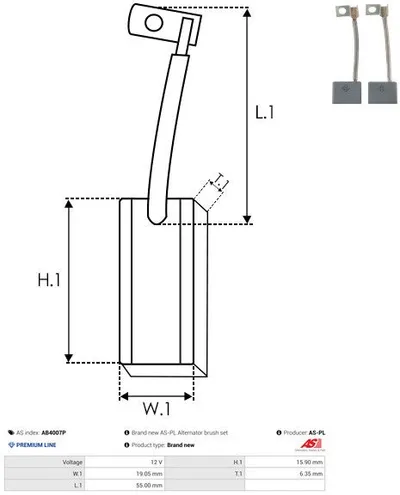 Kohlenstoffbürste, Lichtmaschine AS-PL AB4007P