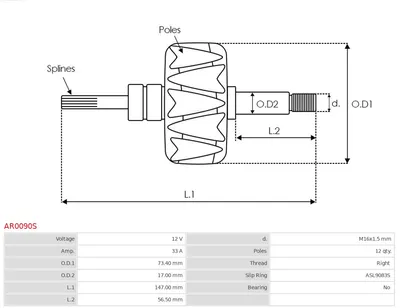 Rotor, Generator AS-PL AR0090S