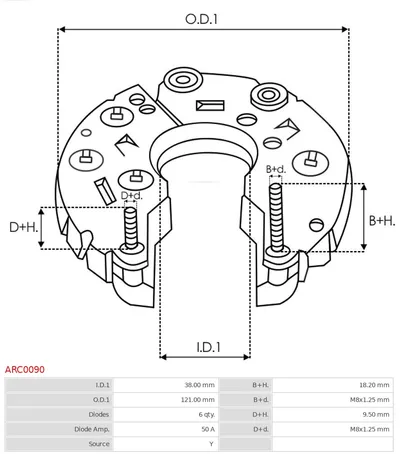 Gleichrichter, Lichtmaschine AS-PL ARC0090