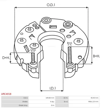 Gleichrichter, Lichtmaschine AS-PL ARC4018