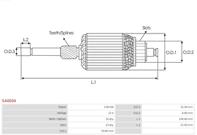 Induzierter Startermotor AS-PL SA0034