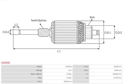 Induzierter Startermotor AS-PL SA0102