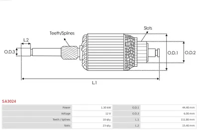 Induzierter Startermotor AS-PL SA3024
