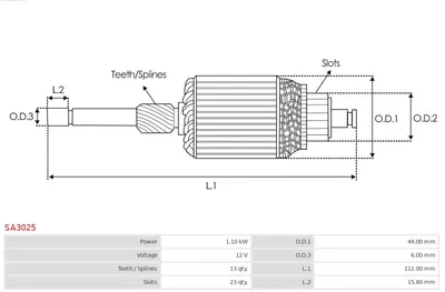 Induzierter Startermotor AS-PL SA3025