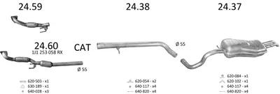 Abgassystem Skoda OCTAVIA I · Skoda OCTAVIA I Combi · Vw BORA I