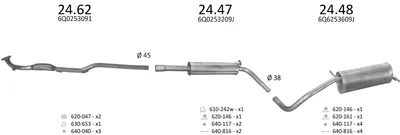Abgassystem VW POLO IV · Seat IBIZA III · Skoda FABIA I