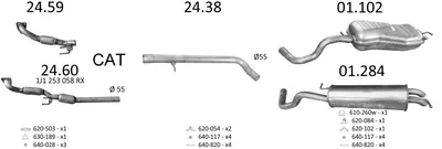 Abgassystem Audi A3 · Vw GOLF IV · Vw NEUES BEETLE
