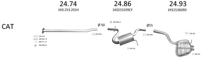 Abgassystem Vw GOLF V Variante · Vw JETTA III · Skoda OCTAVIA II