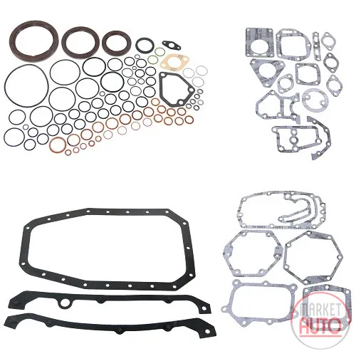 Lower engine gasket kit with shaft seal