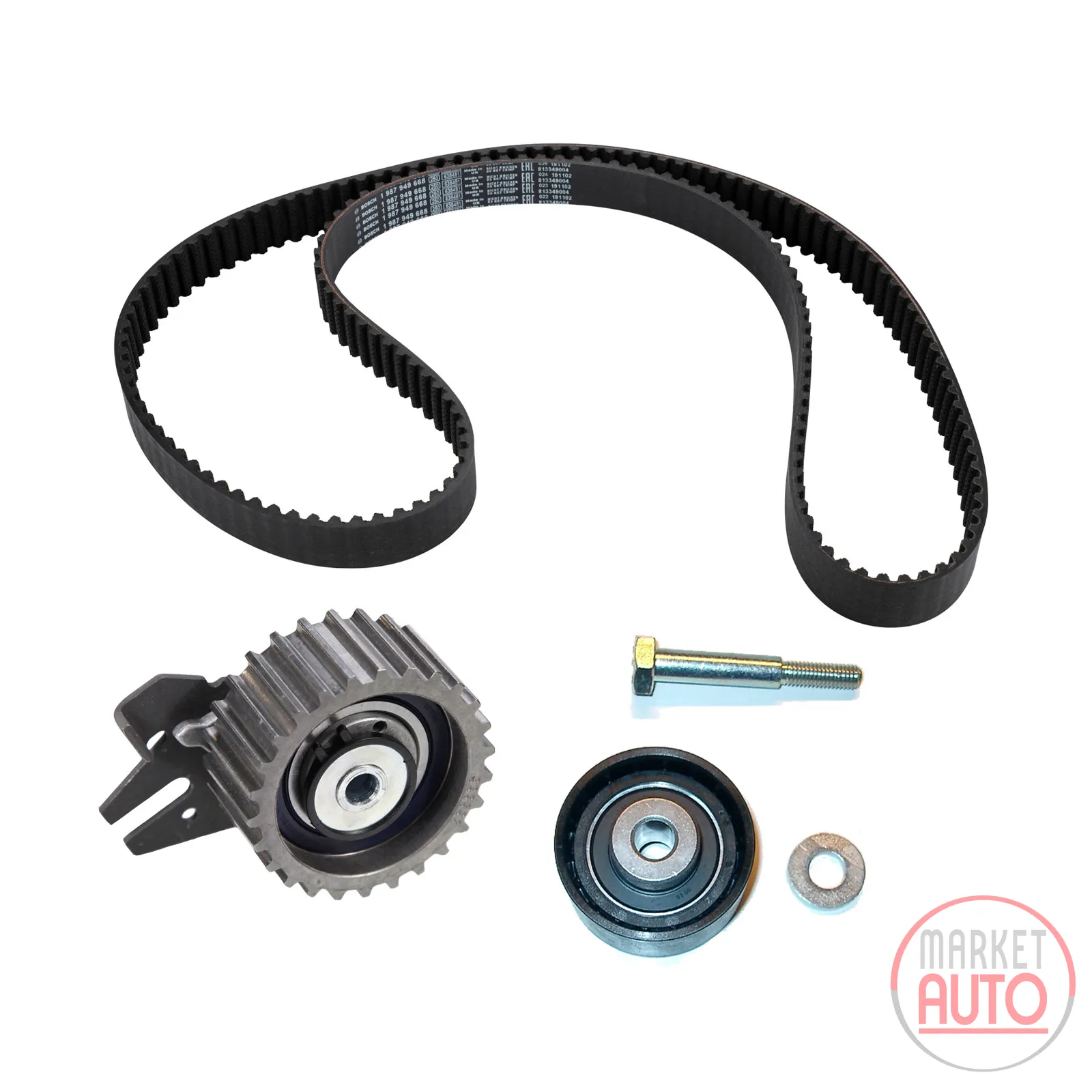 Timing belt set with 2 pulleys