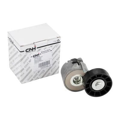 Flat belt pulley with tension arm