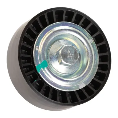 Flat belt tension pulley without tension arm