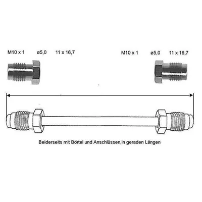 Brake line 140 mm 10 X 1 (copper-nickel)