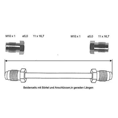 Brake line 410 mm 10 X 1 (copper-nickel)