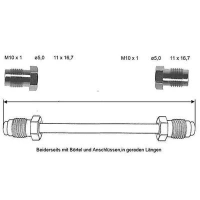 Brake line 590 mm 10 X 1 (copper-nickel)