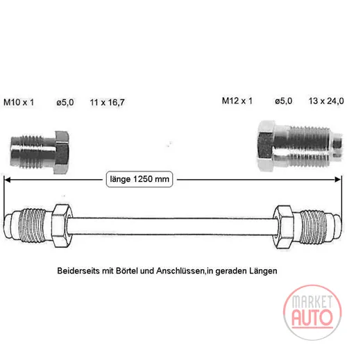 Brake line 1250 mm rear right