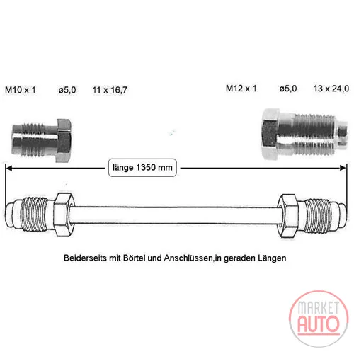 Brake line 1350 mm rear right RBZ