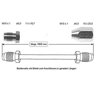 Brake line 1850 mm right ABS