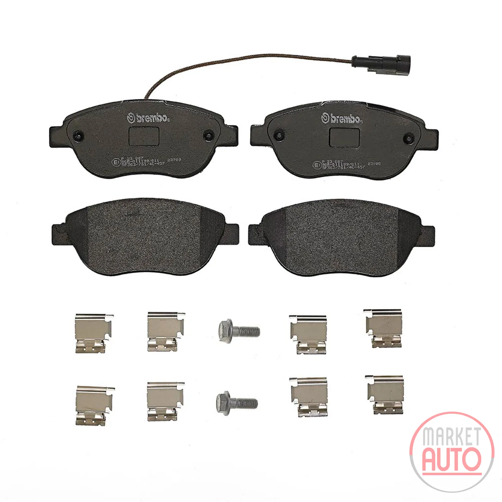 Front brake pads with accessories Brembo