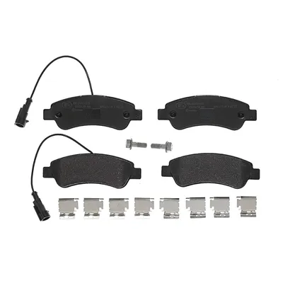 Rear brake pads including wear warning cable and accessories Brembo