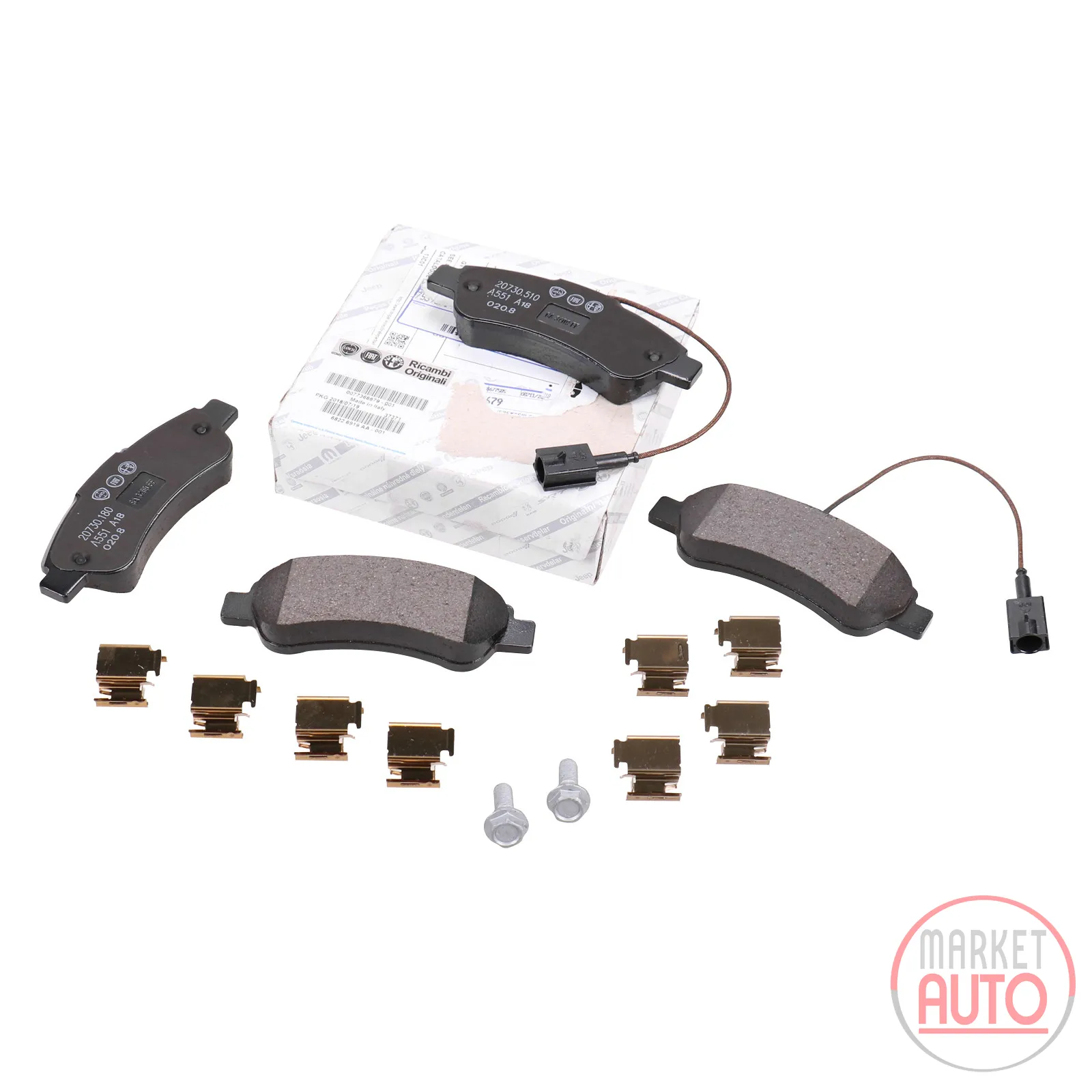Brake pads rear original with 2 x warning contact cables (OE 77366679)
