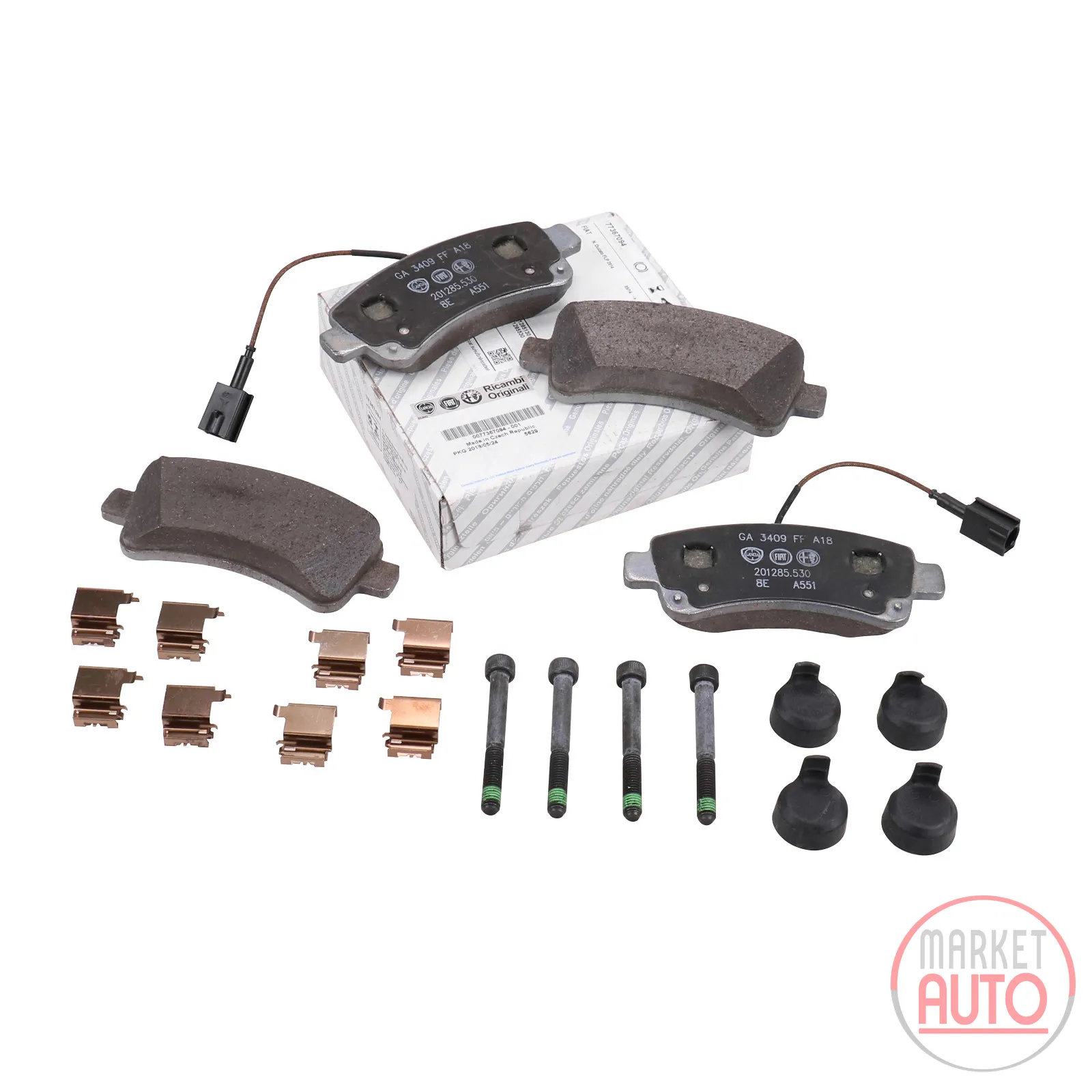 Brake pads rear original 20Q with accessories (OE 77367094)