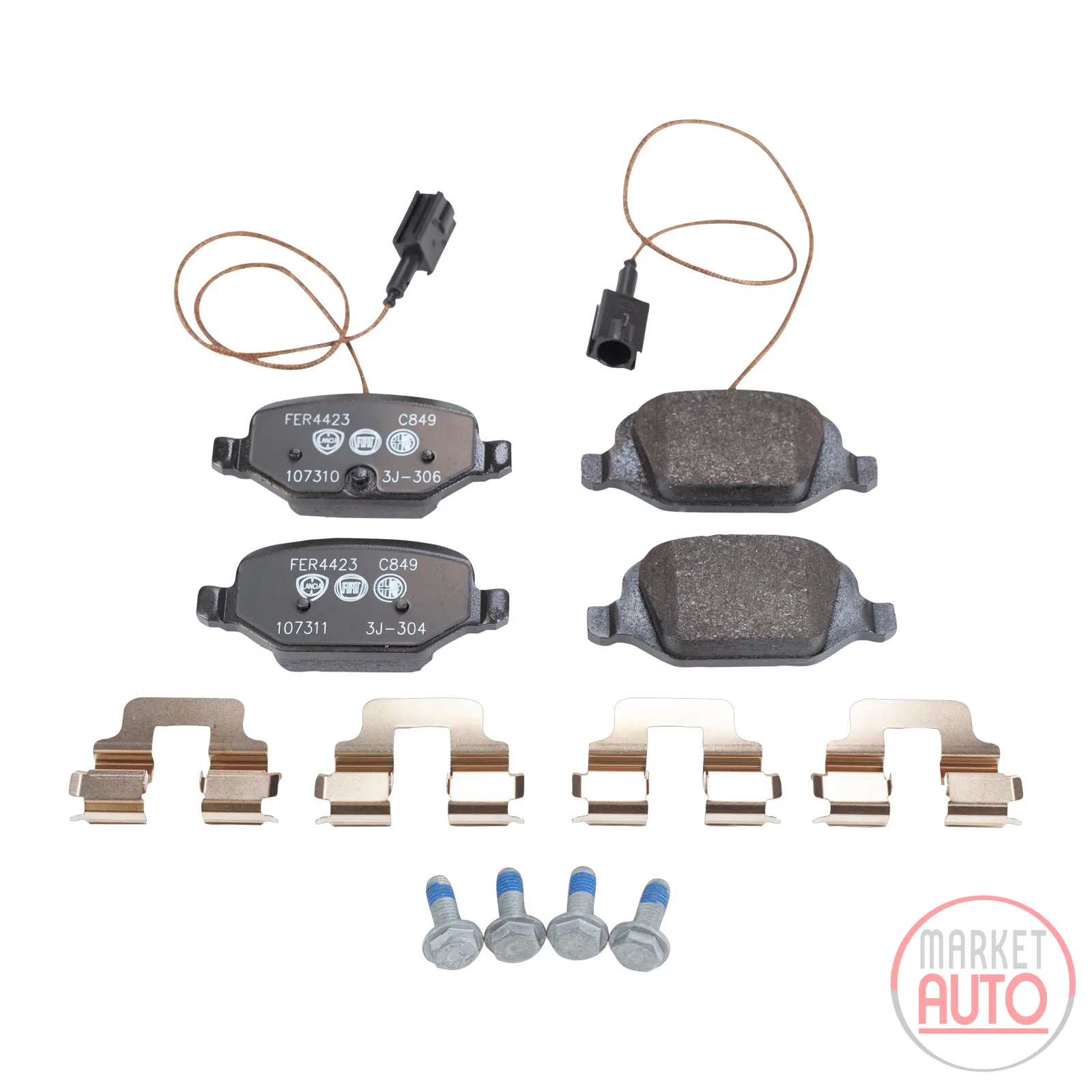 Rear brake pads 2 x warning contacts