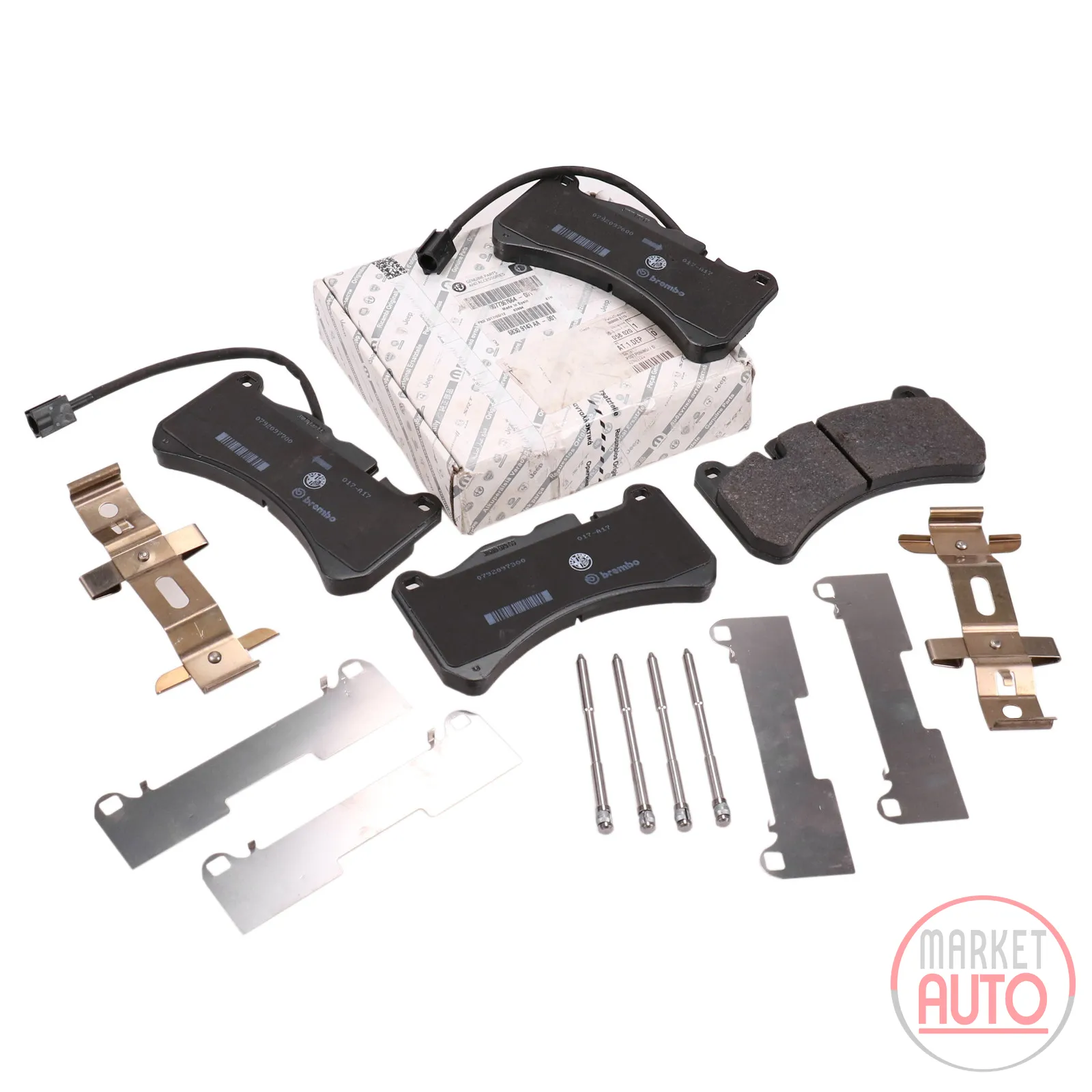 Front brake pads with accessories