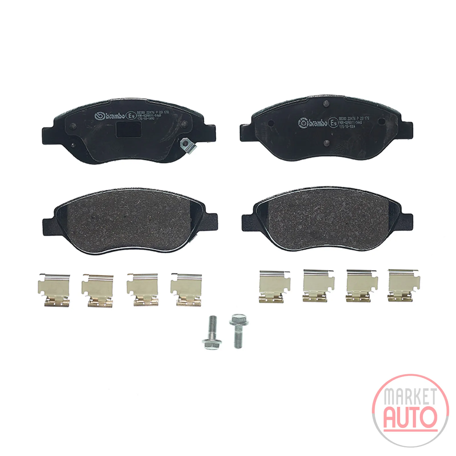 Front brake pads with accessories Brembo
