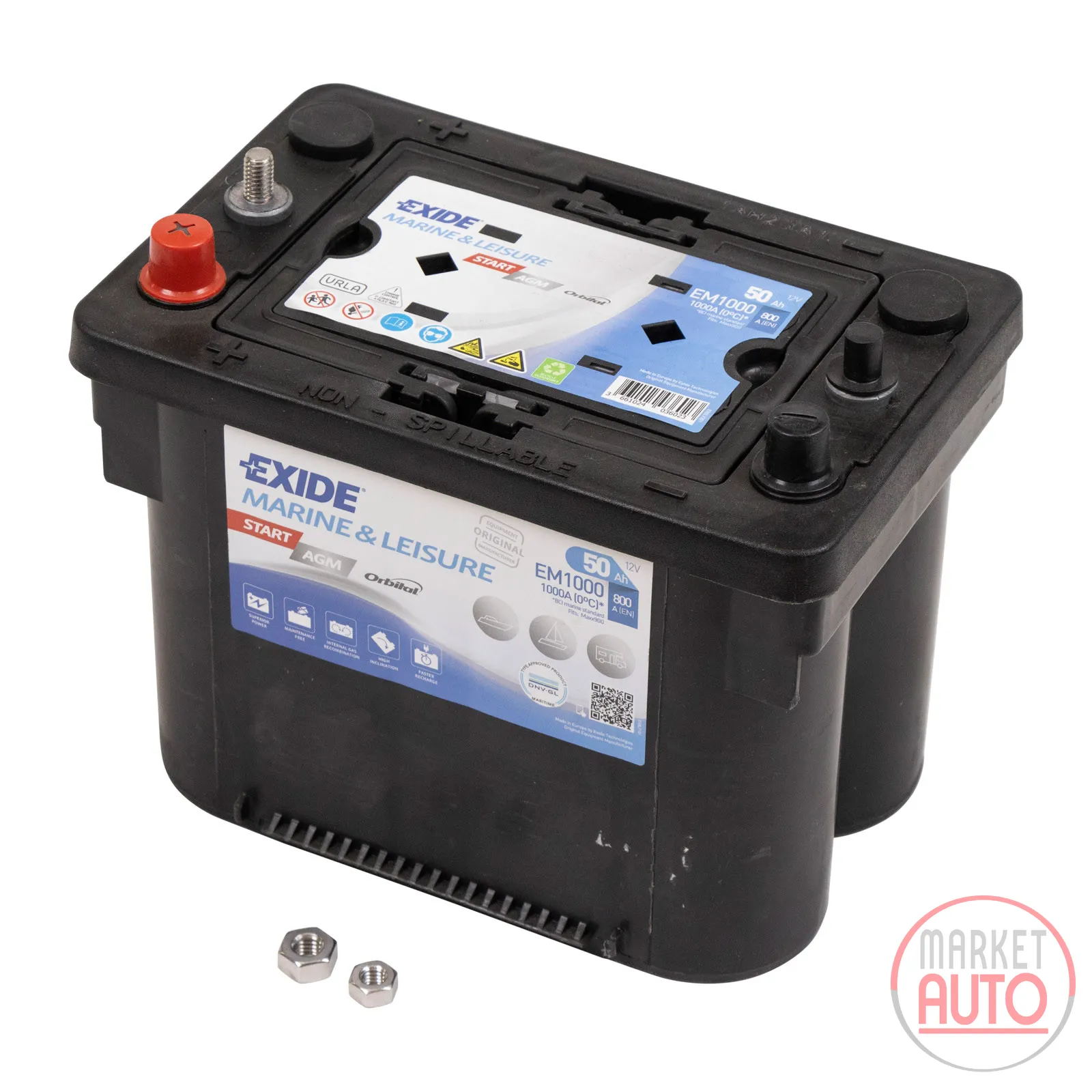 Battery Spiral AGM EXIDE 50AH 800A Stop Start Technology