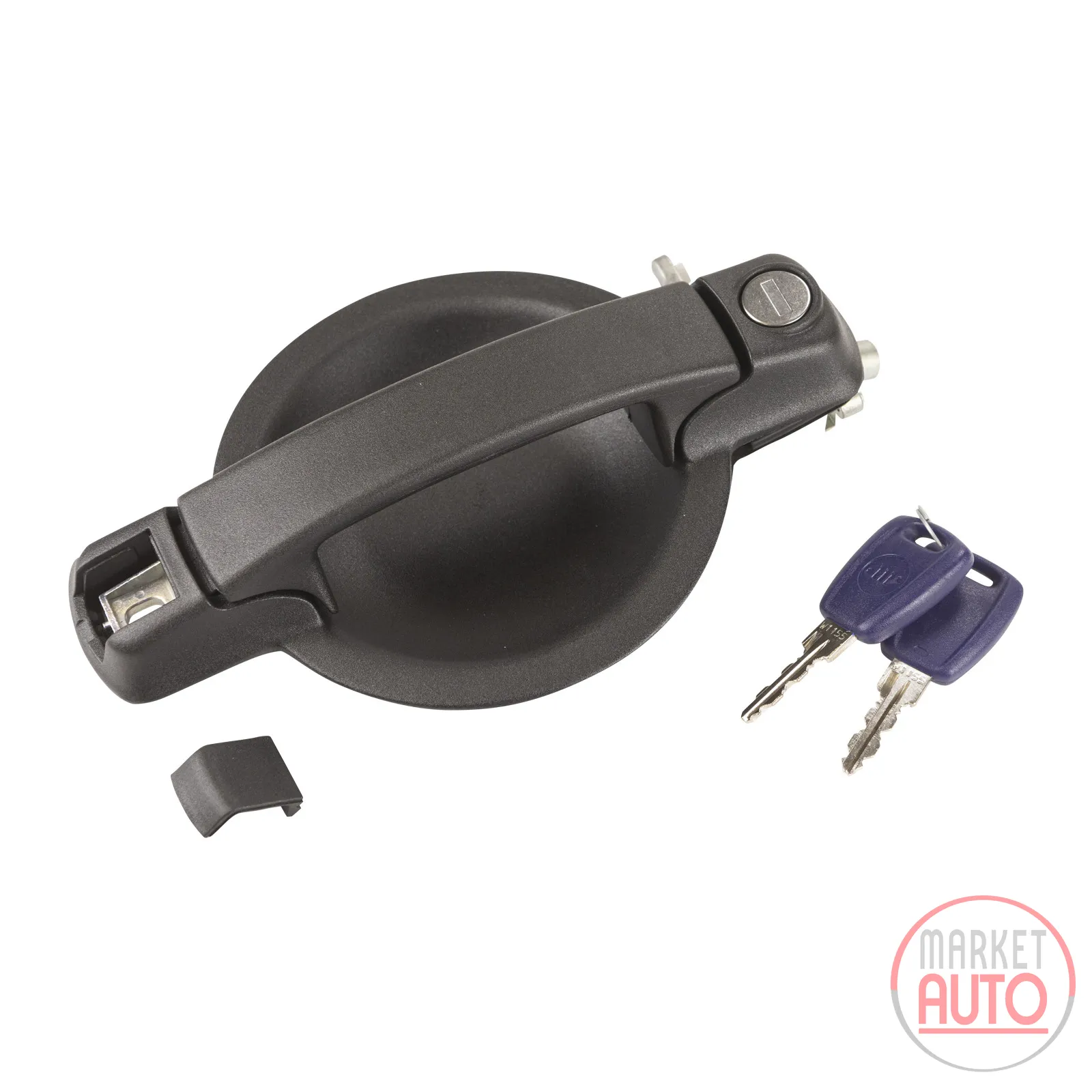 Door handle front left black with locking cylinder