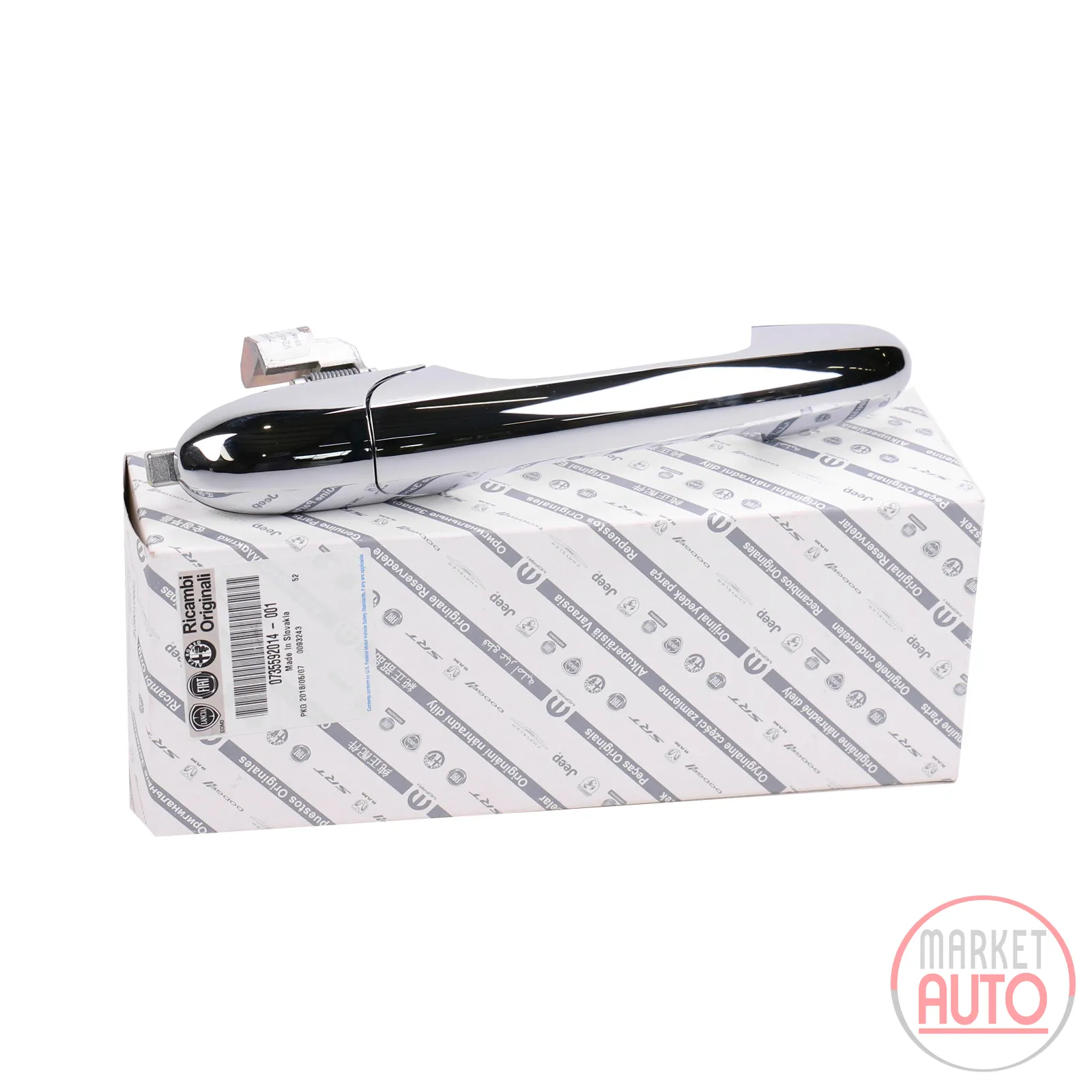 Door handle chrome right without hole for cylinder