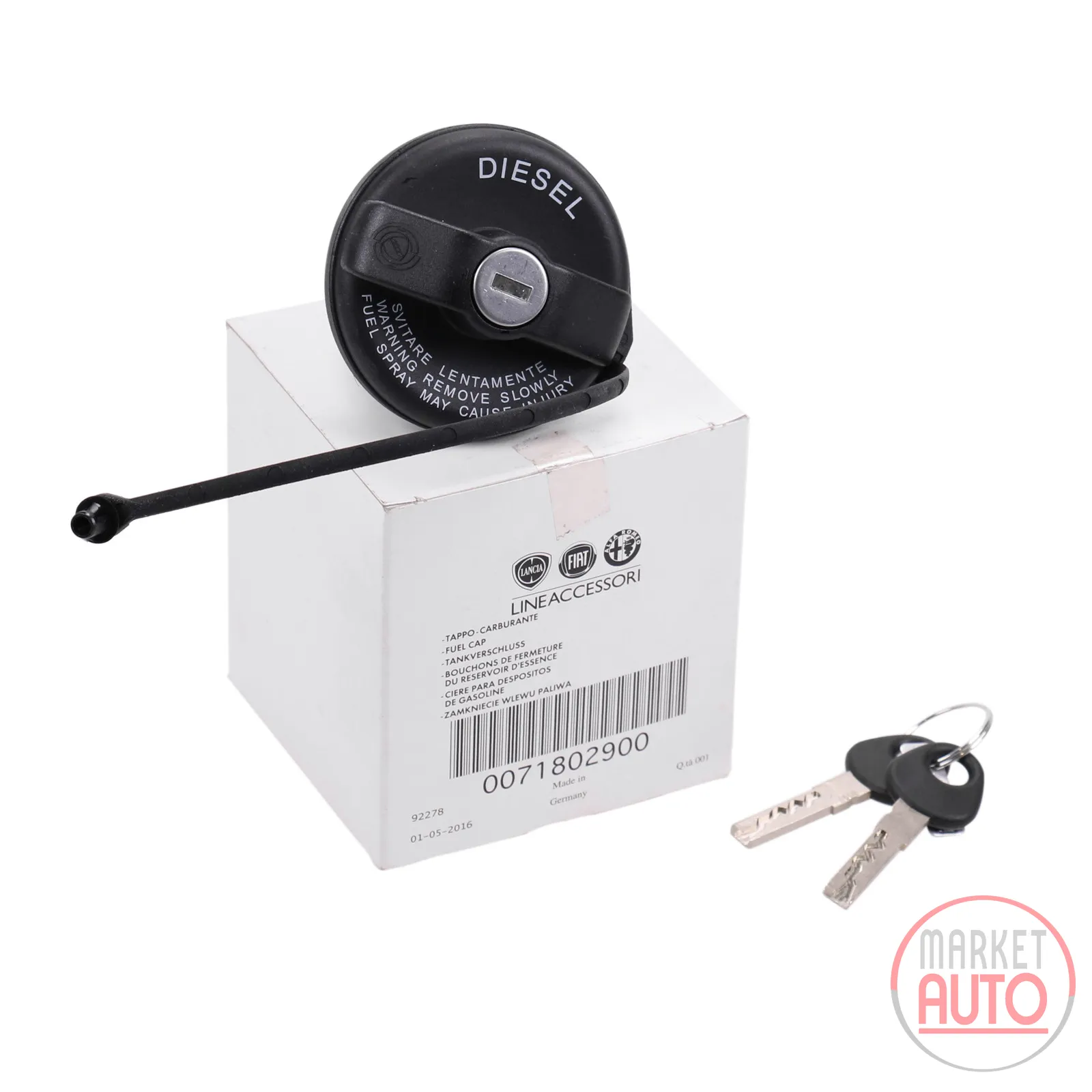 Tank cap lockable with 2 keys