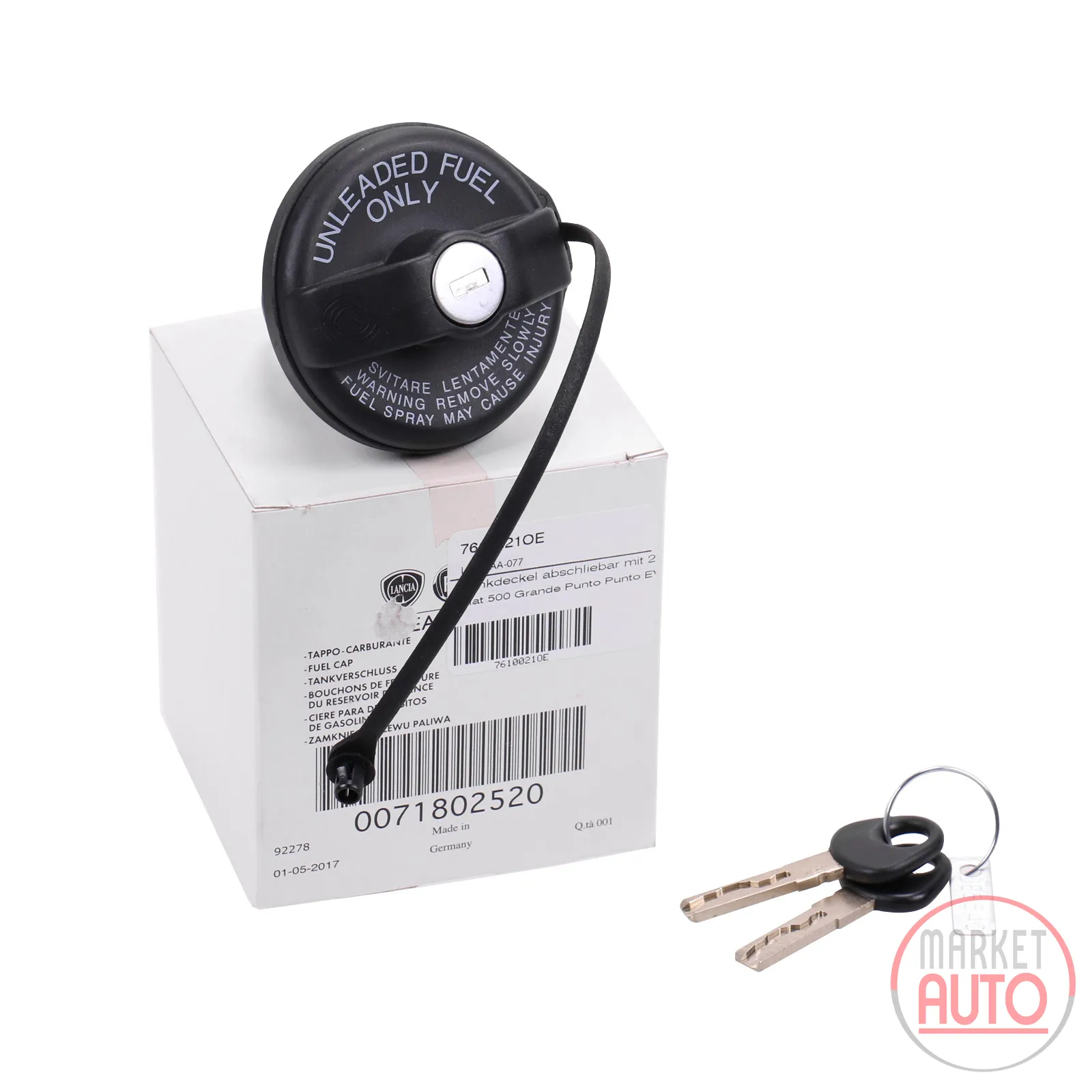 Tank cap lockable with 2 keys