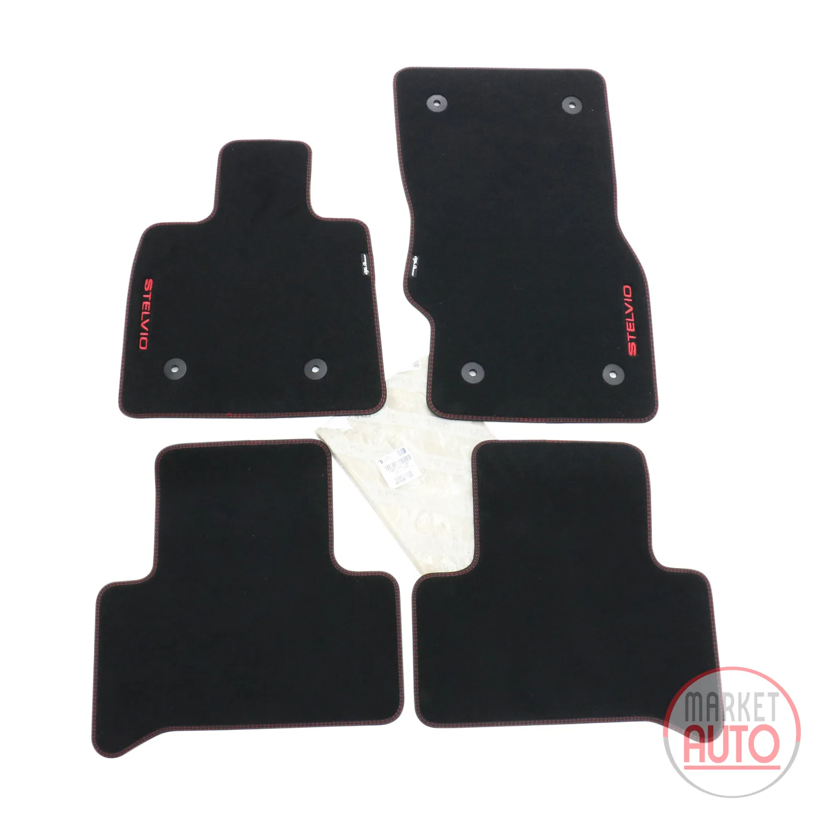 Floor mats 4-pack velour set with red stitched Stelvio logo